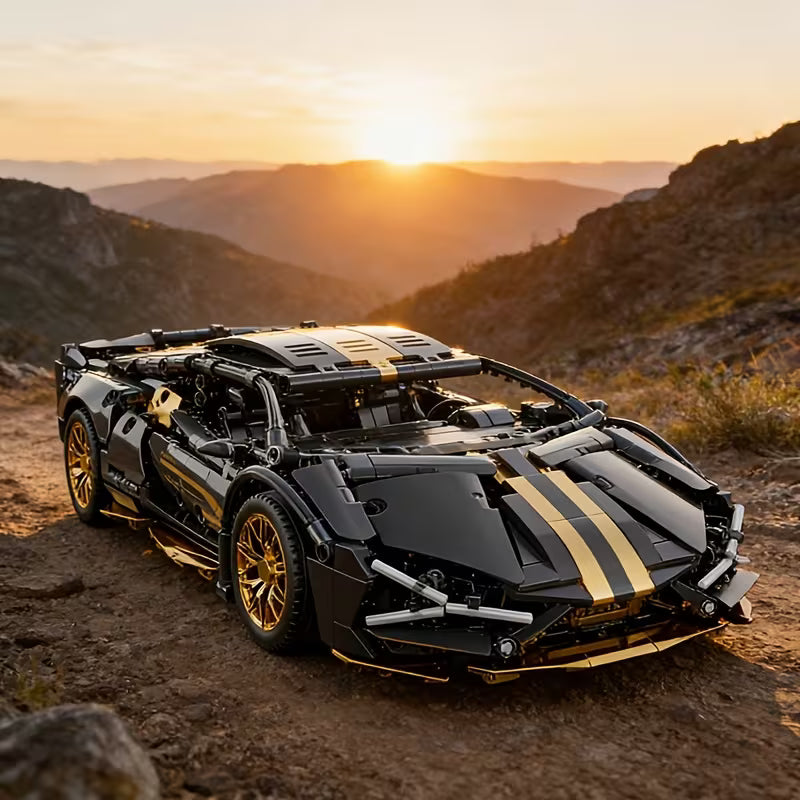 1305Pcs 1:14 Black Gold Sports Car Building Set