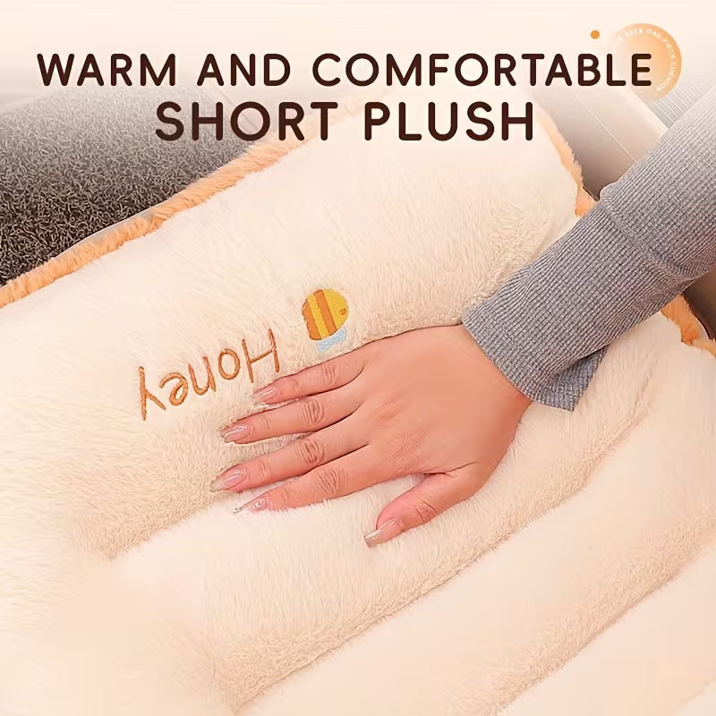 1pc Cute Soft Plush Car Seat Cushion, Adorable Cartoon Design, Universal Winter Car Seat Protector