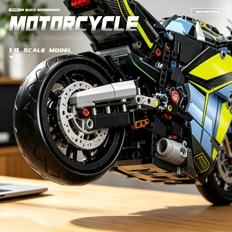 New Motorcycle Building Blocks, Mechanical Style Assembly Model, Cool Desktop Ornament, Birthday Gift for Boys/Youngsters