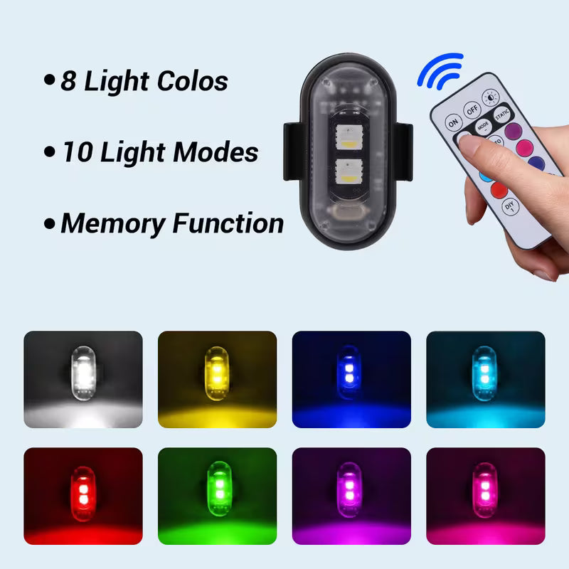 20 Pcs Car Wireless LED Strip Light Remote Control | Magnetic Vibration Lights with 8 Colors, USB Rechargeable, IP65 Waterproof,