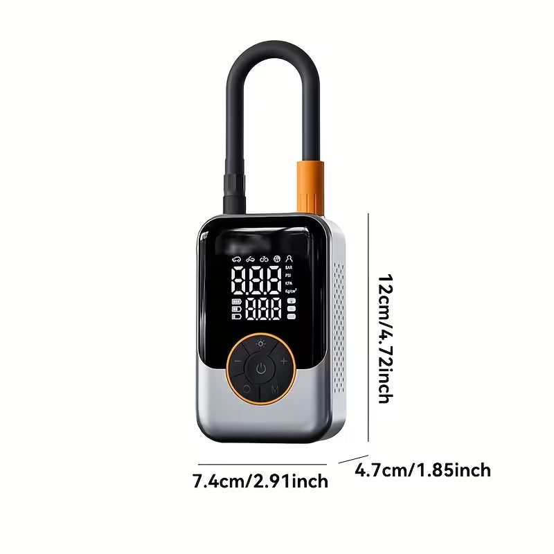 Portable Car Air Compressor Inflator, Handheld Air Pump with LED Light, Wireless Digital Display