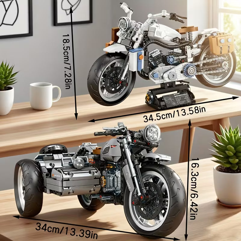 Creative Plastic Building Blocks Simulation Motorcycle Car Model DIY Assembling Block Toys for Boys Gift