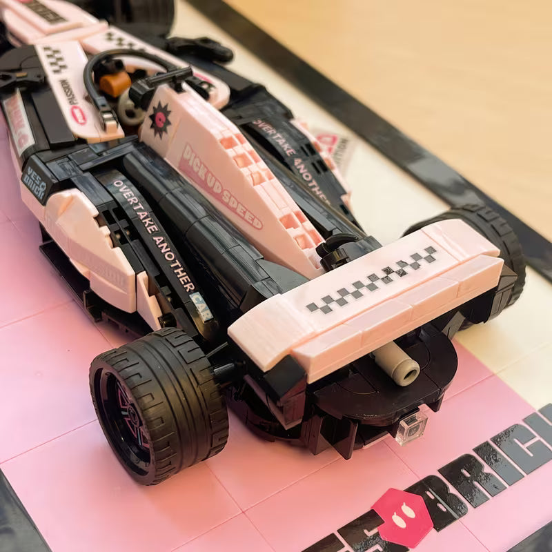 Small-particle Building Blocks, Pink Race Car Building Blocks, Dual-purpose for Display and Hanging, Highly Practical, Birthday and Christmas Gift