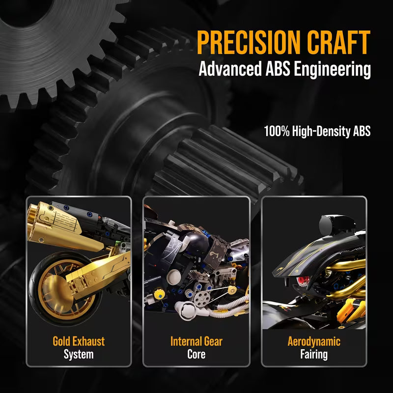 1388PCS Black & Gold Technical Motorcycle Building Blocks