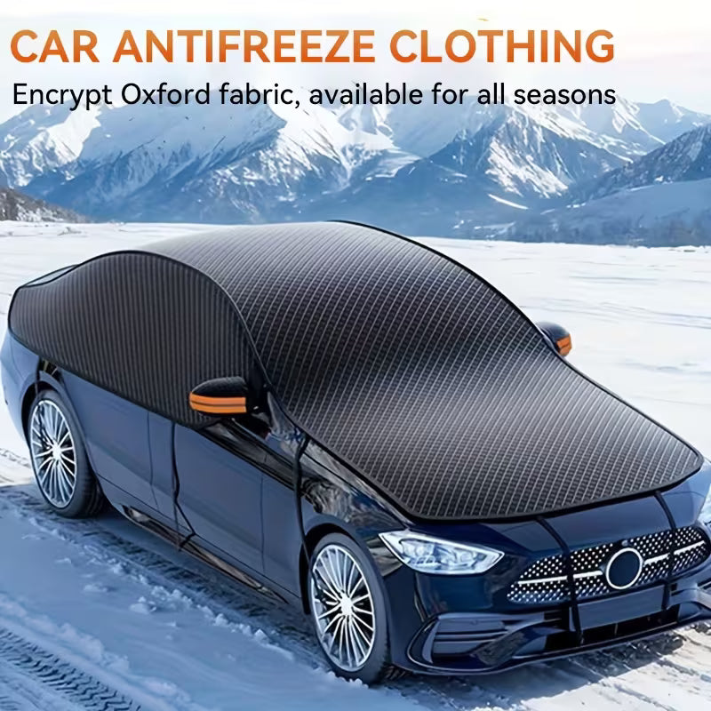 Universal Car Windshield Snow Cover, Secure Straps, Full Coverage Oxford Fabric, All-Weather Protection