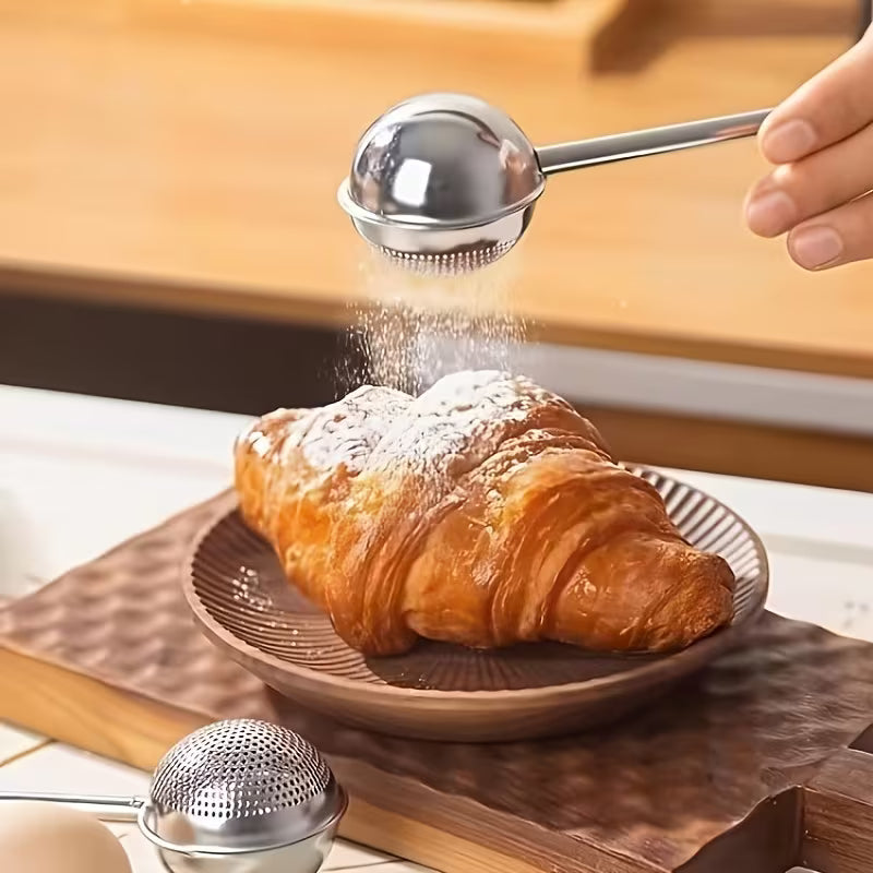 1pc Stainless Steel Baking Sieve, Loose Tea Leaf Steeper, Sugar Shaker Duster Sifter, One-Handed Kitchen Tool for Sugar, Flour, Spices & Herbs