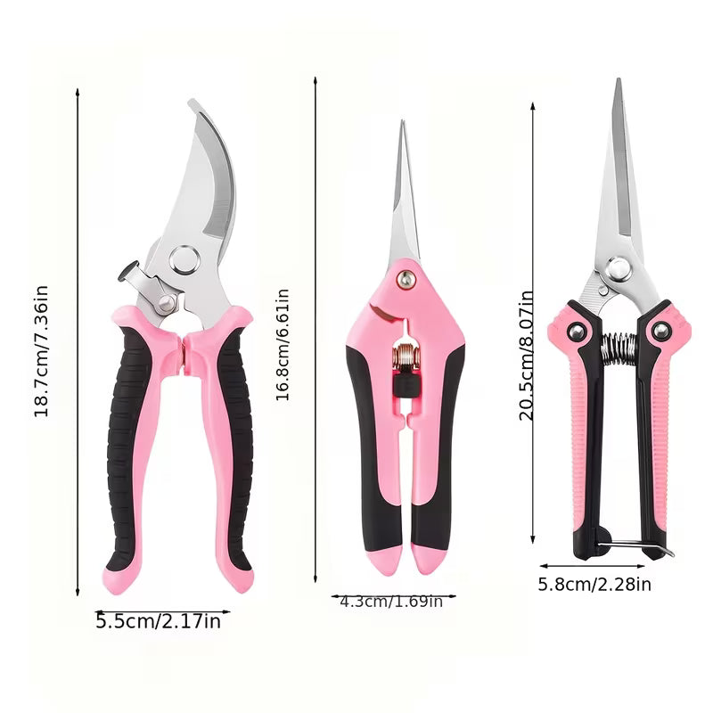 3pcs Garden Pruning Scissors, Stainless Steel Garden Scissors, Orchard & Fruit Picking Scissors