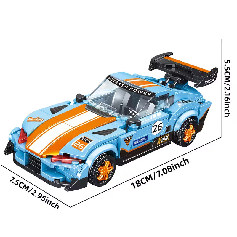 Retro Block Set, Classic Speed Assembly Brick Model Toy, Educational STEM Construction Car Boy Gift Collectible Desktop Display