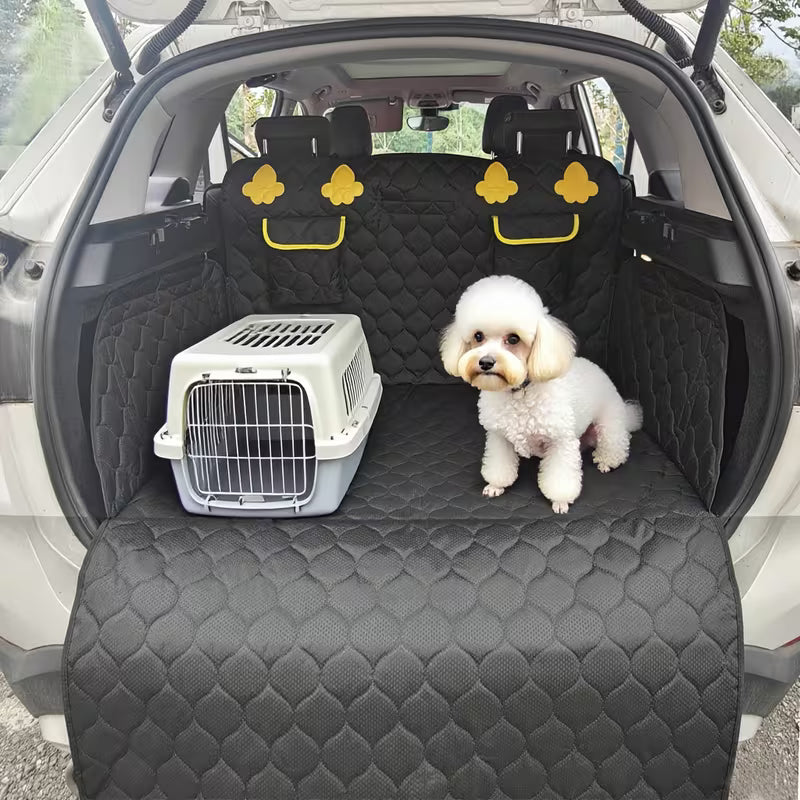 [1pc SUV Pet Cargo Liner] 1pc Durable Knitted Adjustable SUV Cargo Liner for Pets with Small Pockets | Trunk Protector for Dogs,