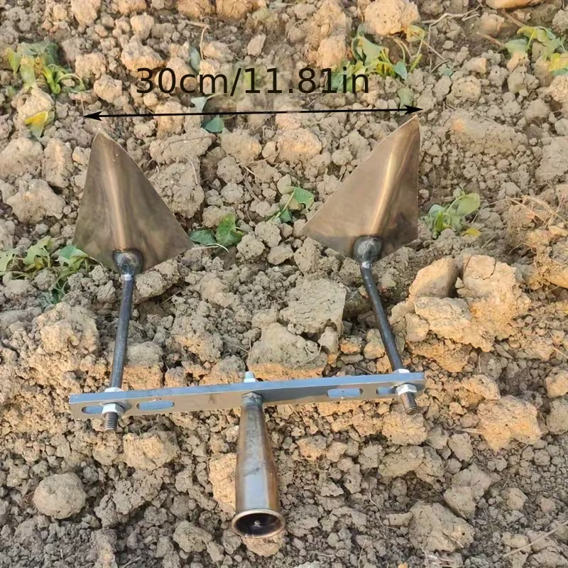 1pc Manual Agricultural Pull Plow, Adjustable Trenching Triangular Double-Hook Pointed Hoe, Vegetable Planting & Fertilizing Tool
