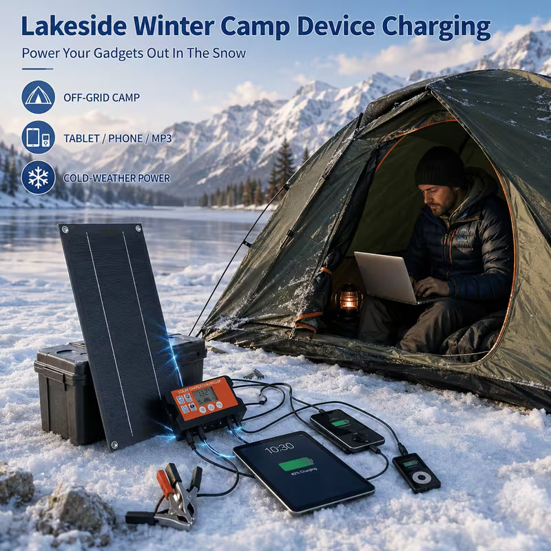 RV Solar Panel Kit with 100A Controller & Cables/Battery Clips, 18V/36V Off-Grid Power System