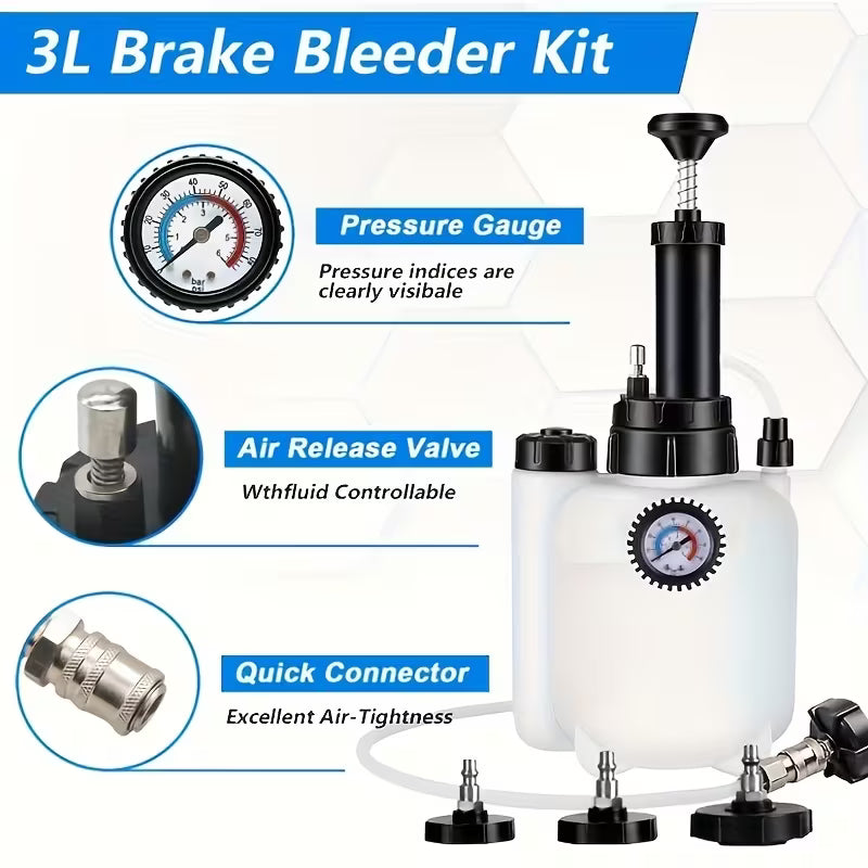 Three-Liter Manual Brake Oil Replacement Kit with Four Different Adapter Models, Suitable for Most Car Models, Simple And Quick