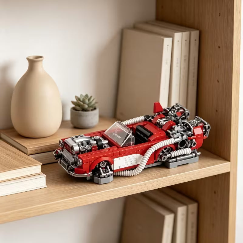 1010PCS Retro Mechanical Convertible Car Blocks Halloween Holiday Gift Steampunk Vehicle Brick Sculpture, Birthday Souvenir for Collection