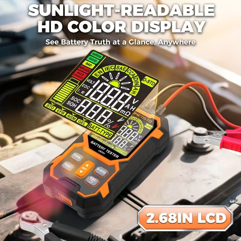 Battery Tester 12V/24V MAX 36V Battery Analysis Test Tool, Digital Tester for STD, EFB, AGM, GEL Batteries, Precision Measurement Battery Tester