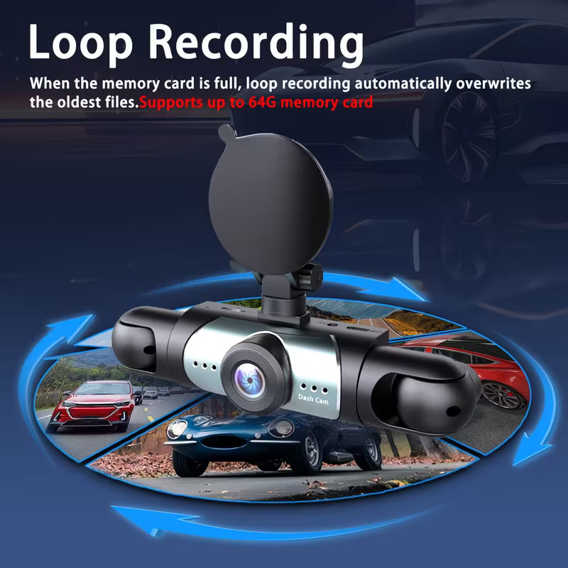 BCUOZ 360° Panoramic 4-Lens 1080P Full HD Dash Cam Set, 1080P Front +r/Left/R 720P Reaight All-Round Coverage,