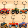 6Pcs Cartoon Truck Keychains, Racing-Themed PVC Off-Road Vehicle Charms