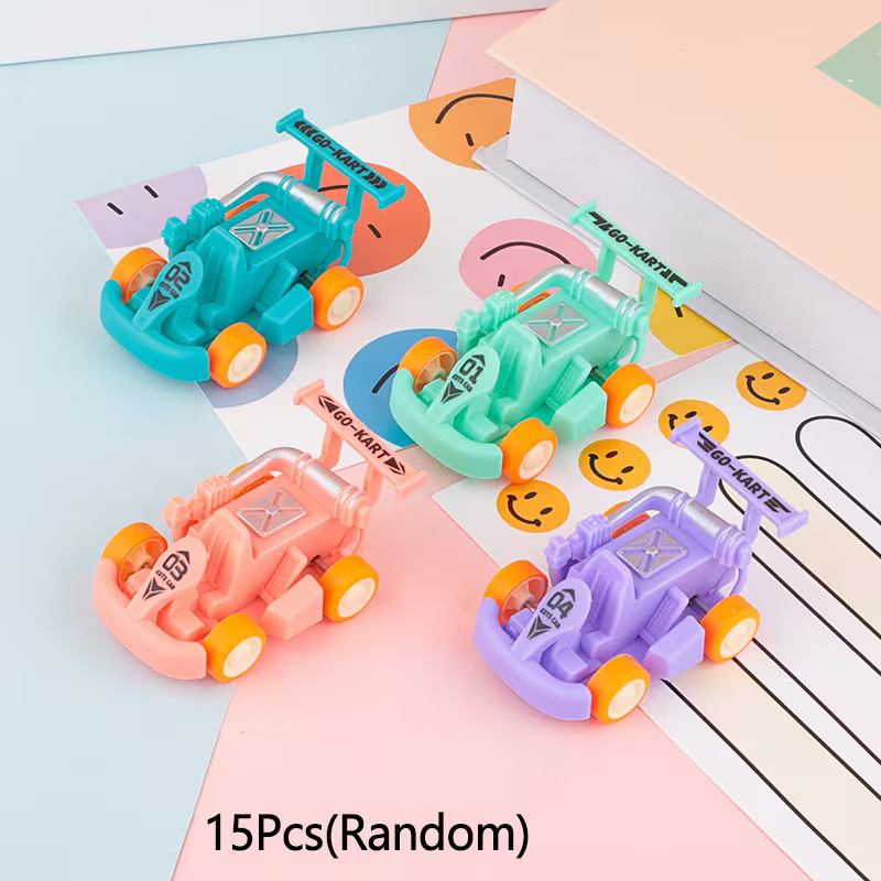 15PCS Colorful Pull Back Go-Kart Cars for Kids, Battery-Free Toy Cars