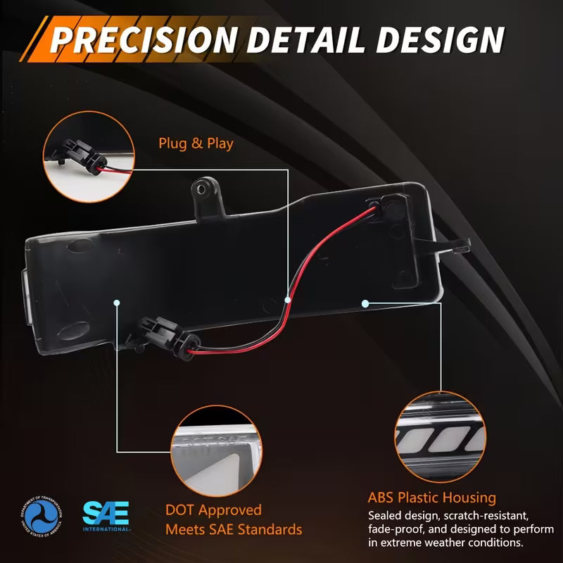2pcs Smoked/Clear/Amber Lens Front Side Mirror Cap Lights Turn Signal Light Turn Warning Light Daytime Running Light DRL Light with Full Dynamic Sequential Blink Amber LED for 2019 2020