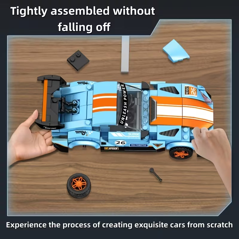 Retro Block Set, Classic Speed Assembly Brick Model Toy, Educational STEM Construction Car Boy Gift Collectible Desktop Display