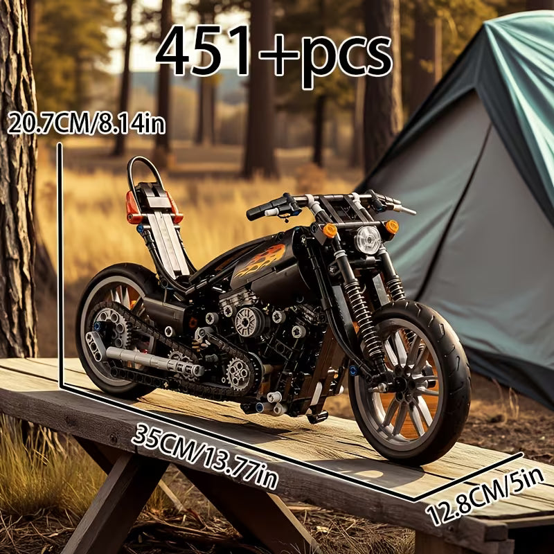 451+PCS Flame Vintage Motorcycle Building Blocks