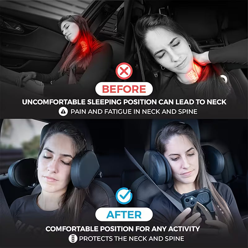 45D Memory Foam U-Shaped Car Headrest Neck Pillow 360° Adjustable