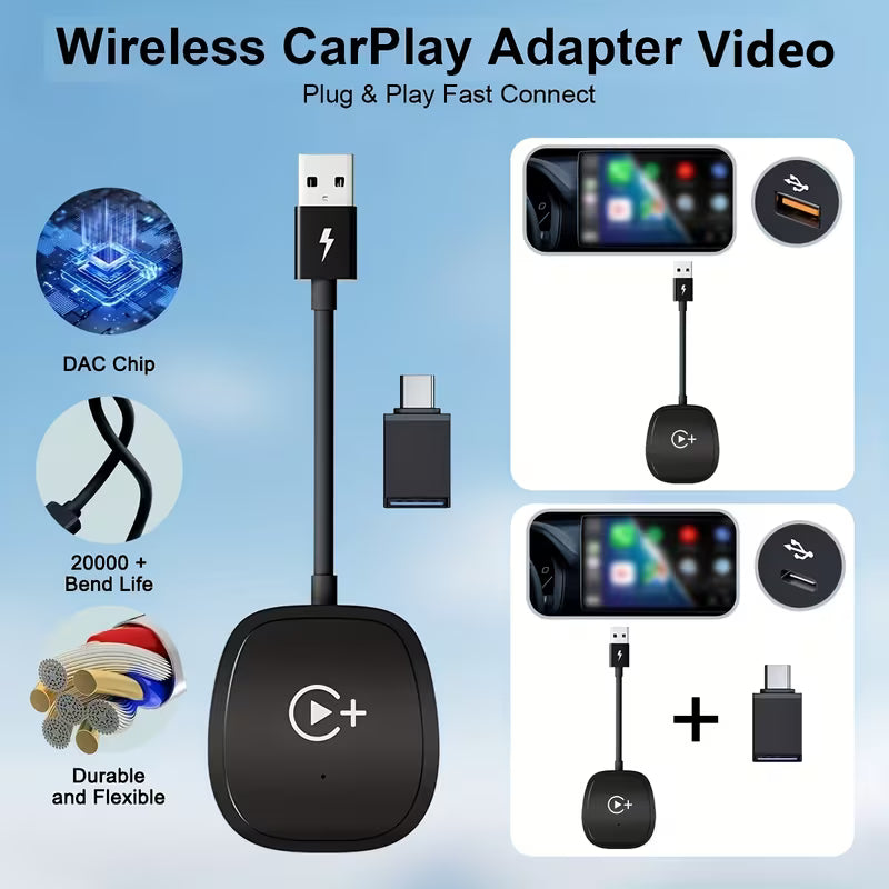 Wireless CarPlay Adapter, 2026 Upgraded Wireless CarPlay Video Adapter, Music, Video & Navigation