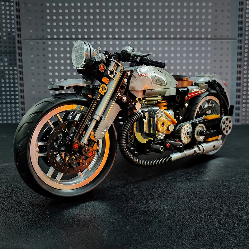 Retro Three-Wheel Motorcycle Building Blocks