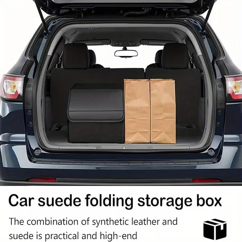 2pcs Car Trunk Organizer Set, Faux Leather Storage Bins, Extra Large Size, Lid Included