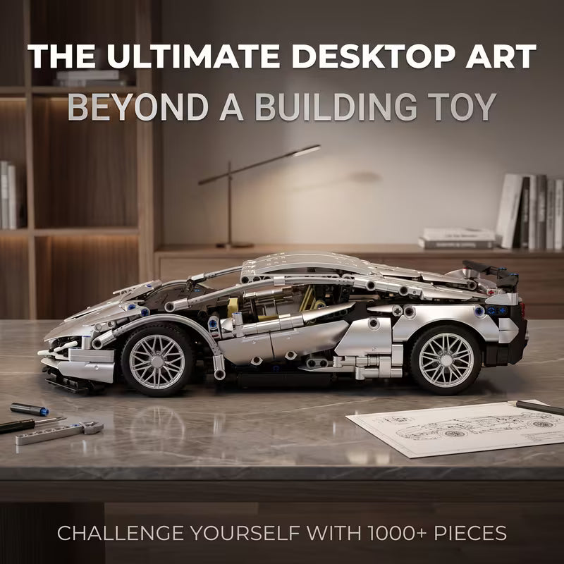 925PCS Classic Retro Silver Sports Car Building Blocks