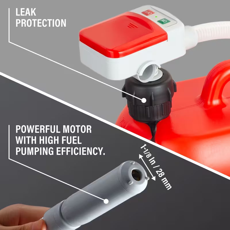 Automatic Fuel Transfer Pump, Battery PoweredAutomatic for gas Can Pump, 3.2 GPM 51In Hose & Tank Adapters With Auto Stop And Overfill Protection