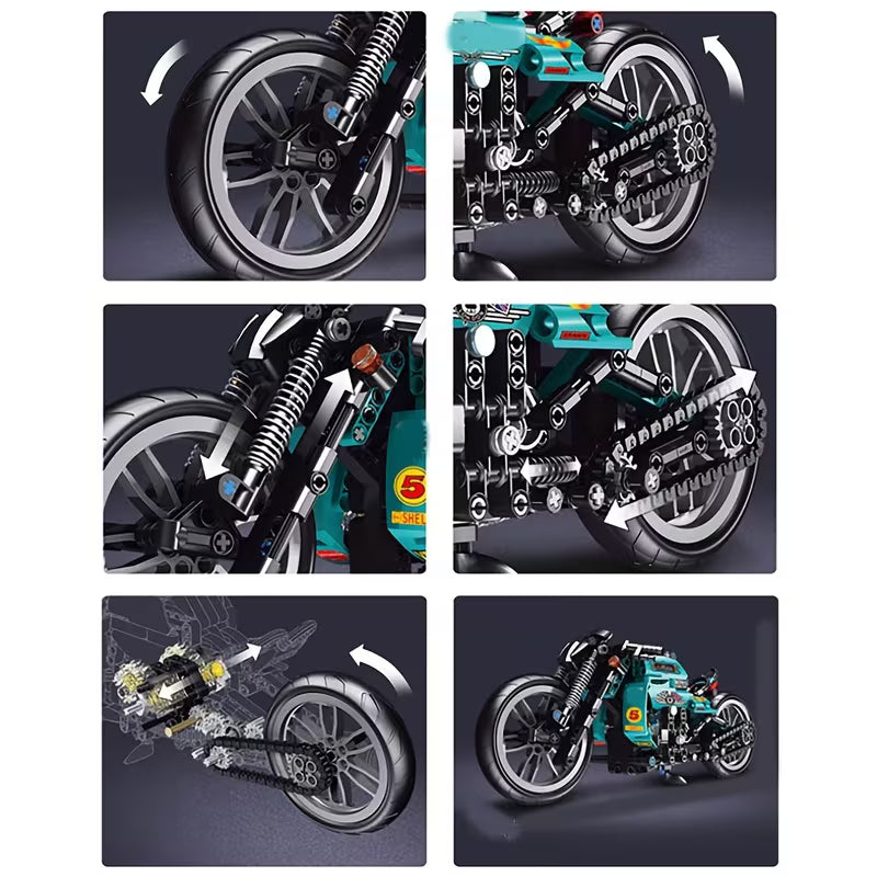 1030 PCS Cool Motorcycle Building Blocks, Mechanical Model Kit