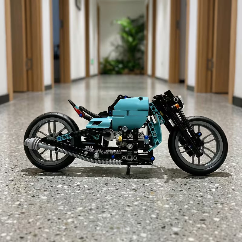Large Green & Black Vintage Motorcycle Building Blocks