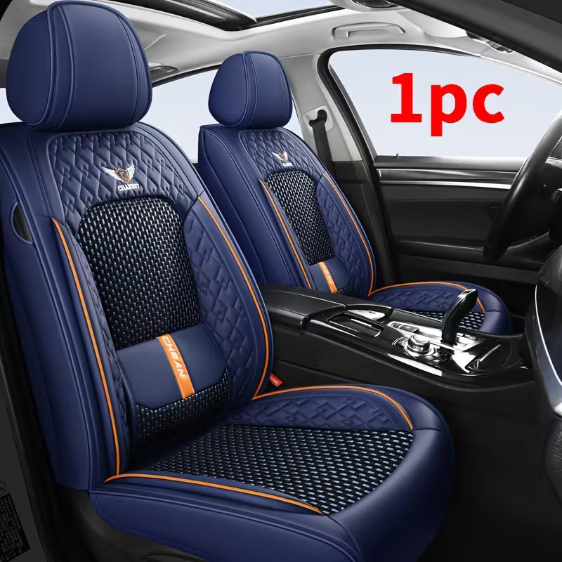 Luxury 1pc Car Single Front Seat Cover • PU Leather + Ice Silky Fiber Fabric • Driver's Seat Cover •