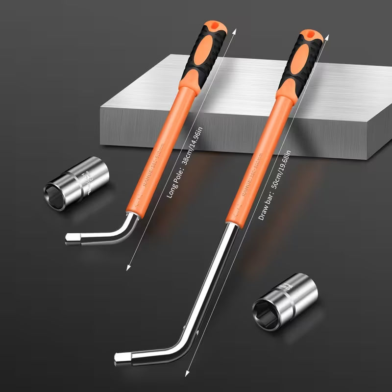 A Set of Telescopic Tire Wrenches, Hexagonal Head, Chrome Vanadium Steel, Compatible with Various Models, 4-In-1 Socket Size 17/19/21/23 Mm,