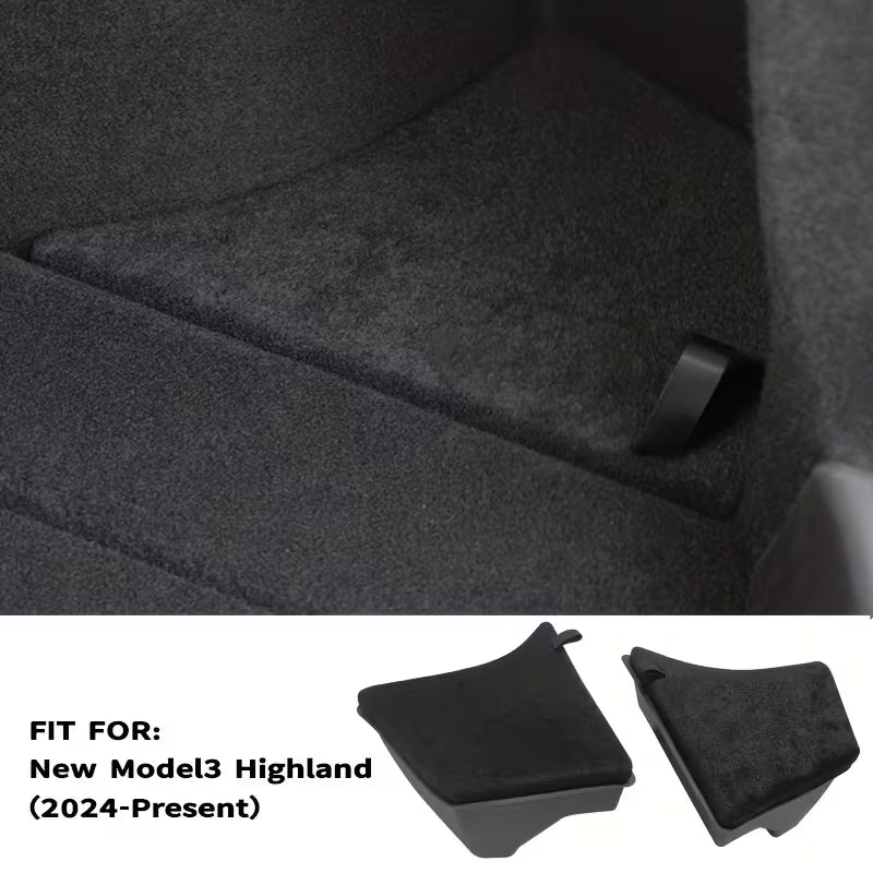 for 2023-2026 for Tesla Model 3 Boot Organiser Waterproof Boot Storage Box with Flap-Side Compartments Carpet-Style Model 3 Accessories Highland Set