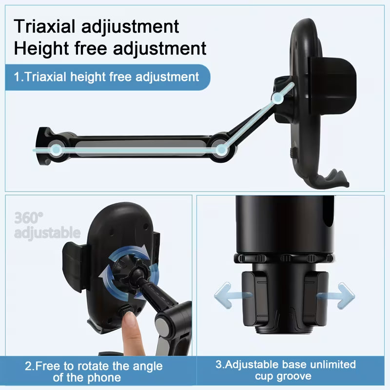 Unique And Practical Large-Sized 2-In-1 Phone Holder And Cup Holder, Multifunctional Car Phone Stand