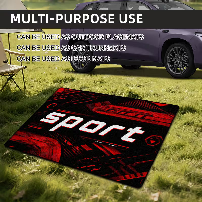1pc Red Black Sci-Fi Athletic Letter Print Car Trunk Mat, Durable Interior Protection Floor Liner