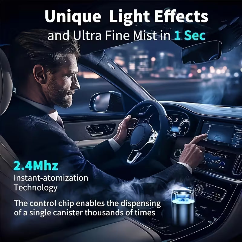 2pcs Multi Purpose Car Intelligent Nebulizing Aromatherapy Machine, Automatic Light Switch, Dual Light Adjustment