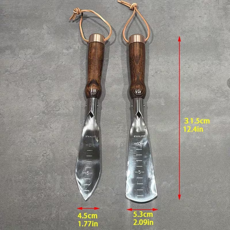 4pcs Heavy-Duty Stainless Steel Garden Tool Set, Ergonomic Ash Wood Handle, Digging, Planting & Transplanting