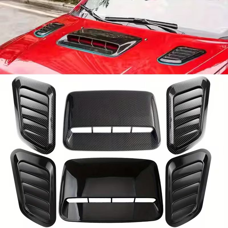 1/2/3pcs Universal Car Side Hood Scoop Bonnet Air Flow Intake Vent Decor Cover Kit