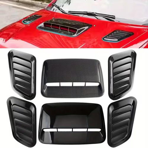 1/2/3pcs Universal Car Side Hood Scoop Bonnet Air Flow Intake Vent Decor Cover Kit