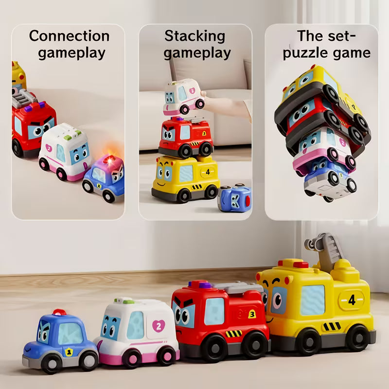 4pcs Magnetic Stacking Toy Car Set