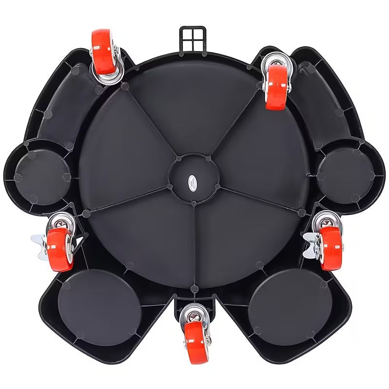 [Heavy-Duty] Heavy-Duty Car Wash Bucket Cart with Wheels - 6 Gallon Capacity, Black Plastic, Rolling Soap Holder, Multi-Tool Storage for Professional Cleaning,