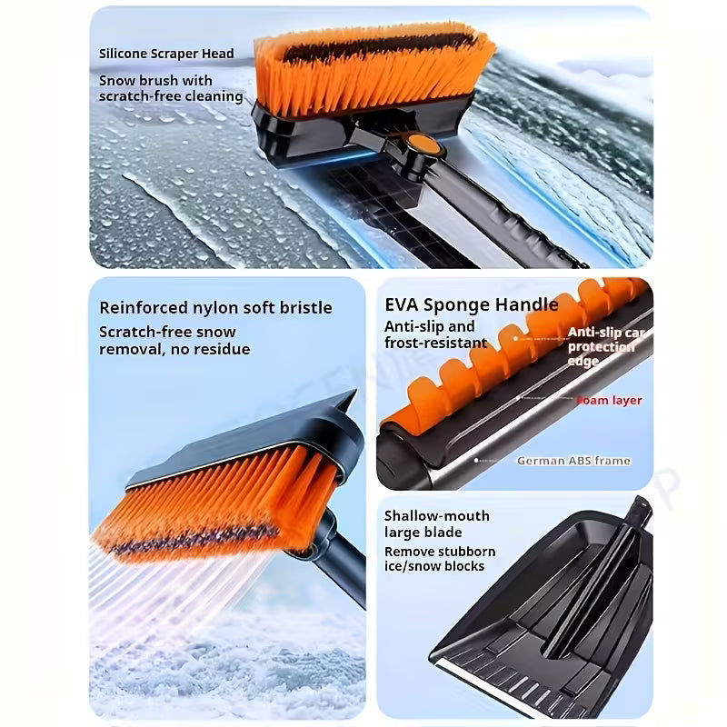 5-In-1 Aluminum Snow Shovel, Automotive Snow Shovel, Aluminum Alloy Retractable Snow Shovel & Ice Scraper