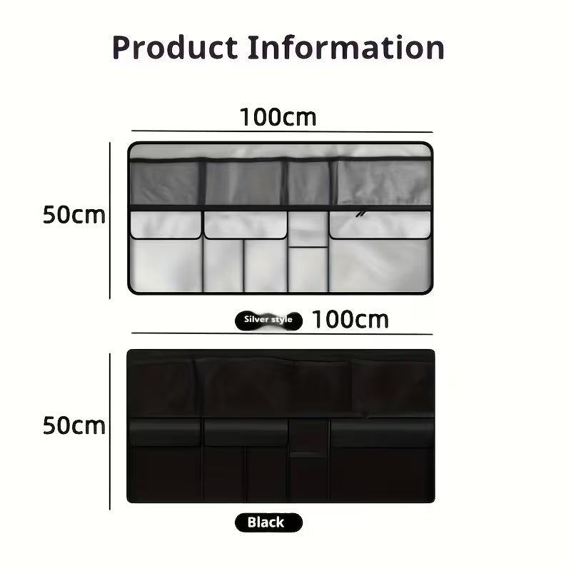 Car Trunk Organizer Bag Large Capacity Hanging Auto Storage Bag SUV Rear Seat Back Mesh Pocket