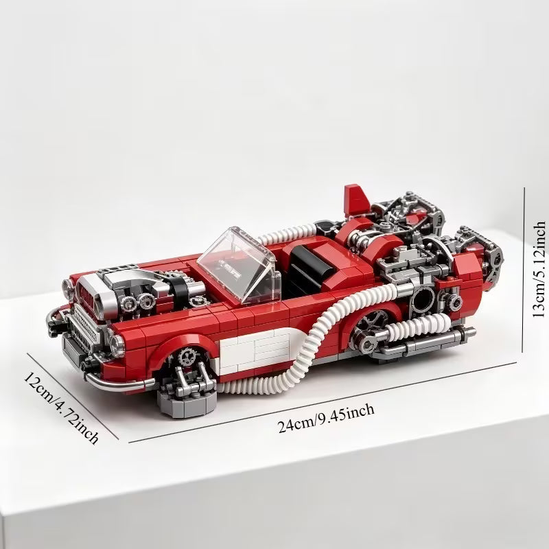 1010PCS Retro Mechanical Convertible Car Blocks Halloween Holiday Gift Steampunk Vehicle Brick Sculpture, Birthday Souvenir for Collection