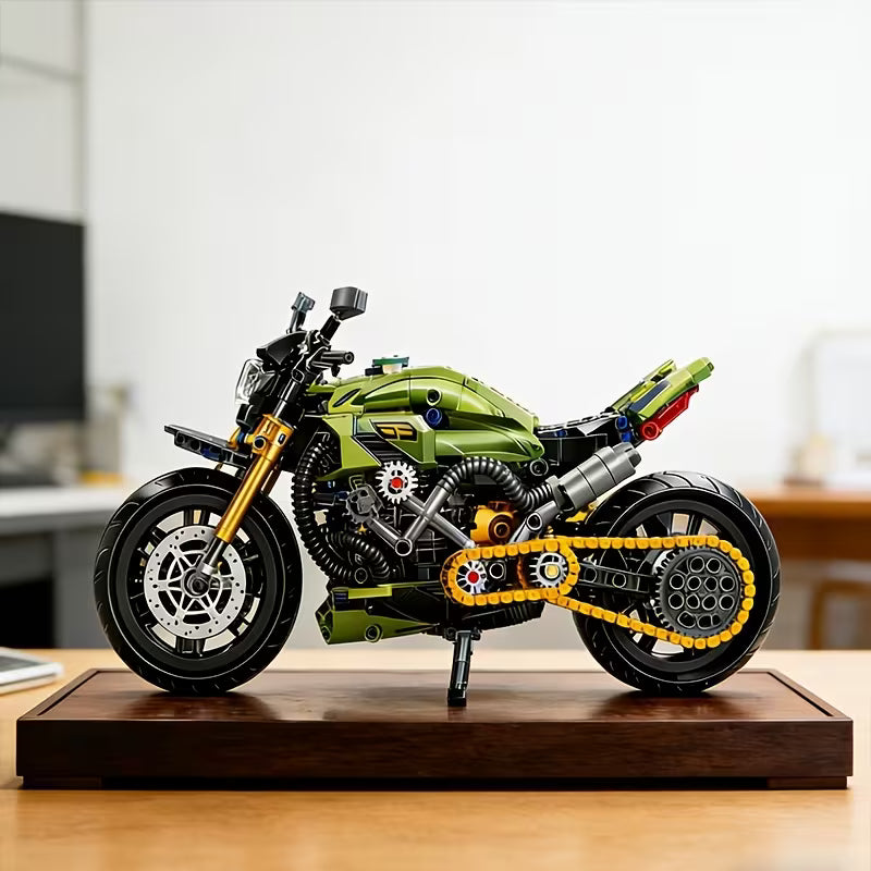 1:8 Large Scale Iron Knight Motorcycle Building Blocks