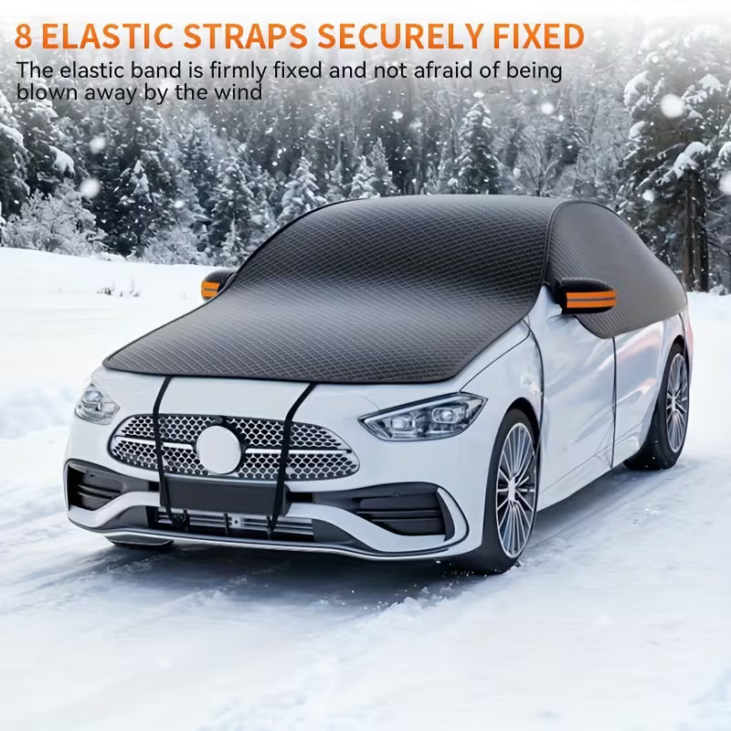 Universal Car Windshield Snow Cover, Secure Straps, Full Coverage Oxford Fabric, All-Weather Protection