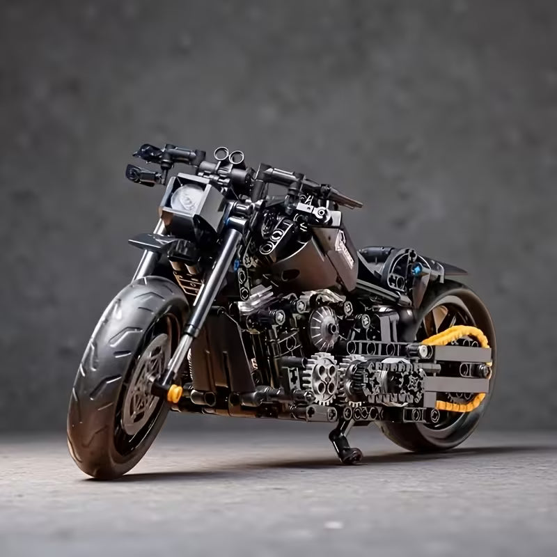 2026 Cool Black Motorcycle Model Building Kit, Durable ABS Plastic Material, Home/Office/Desktop Decoration, 3D Block Toy