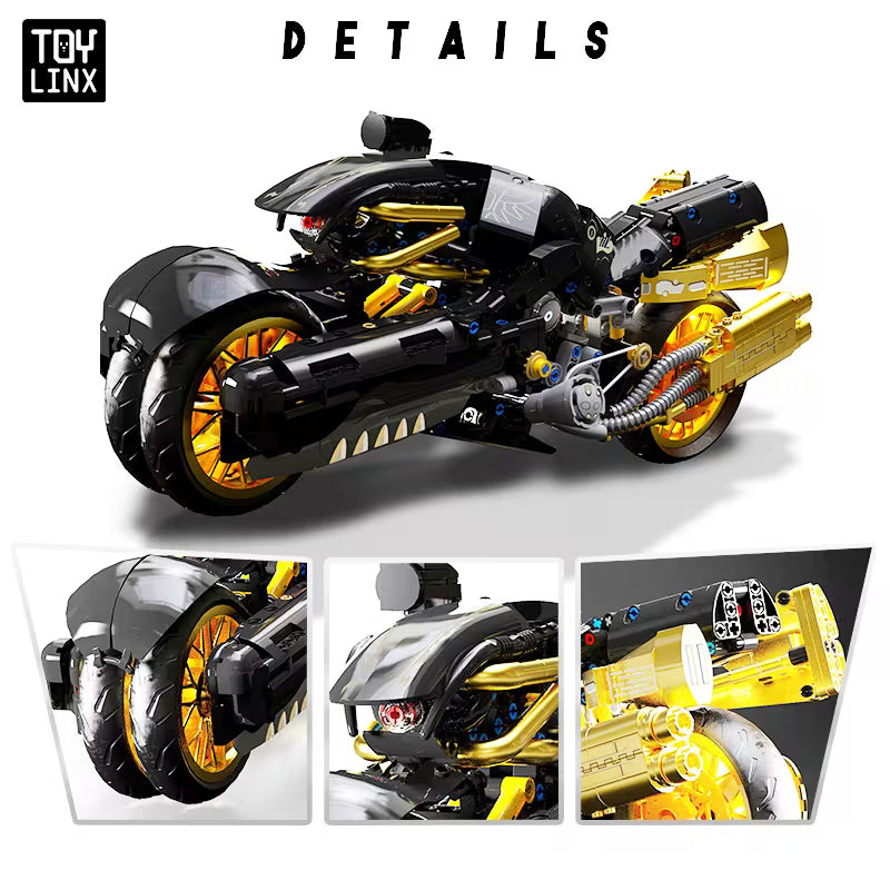Motorcycle Building Blocks Easy Assembly Design Replicates Mechanical Structure Bold Color Contrast for Urban Style Immersive Street Classic